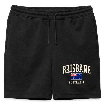 Brisbane, Australie, Vintage Flag Design - Short de survêtement homme premium - noir - Devant - AI Model Male 178 light (178cm)