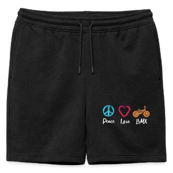 Peace Love BMX - Short de survêtement homme premium - noir - Devant - AI Model Male 178 light (178cm)