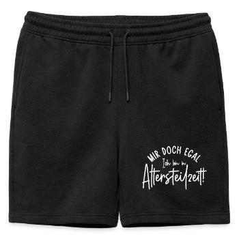 Mir doch egal Ich bin in Altersteilzeit - Männer Premium Organic Sweatshorts - Schwarz - Vorne - AI Model Male 178 light (178cm)