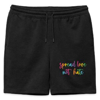 Pride Month - Spread Love Not Hate - Mens' Premium Organic Sweatshorts - black - Front - AI Model Male 178 light (178cm)