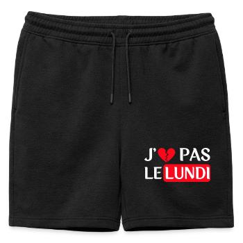 J'e n'aime pas le lundi - Version blanche - Short de survêtement homme premium - noir - Devant - AI Model Male 178 light (178cm)