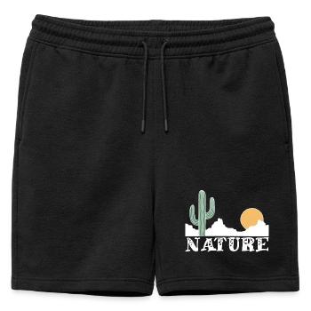 Nature et désert blanc - Short de survêtement homme premium - noir - Devant - AI Model Male 178 light (178cm)
