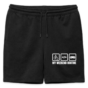 Ma routine du week-end - Short de survêtement homme premium - noir - Devant - AI Model Male 178 light (178cm)