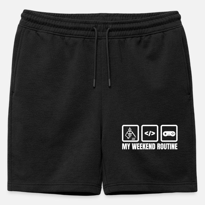 Meine Wochenendroutine - Männer Premium Organic Sweatshorts - Schwarz