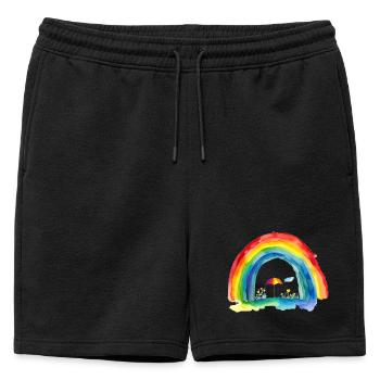Arc-en-ciel - Short de survêtement homme premium - noir - Devant - AI Model Male 178 light (178cm)