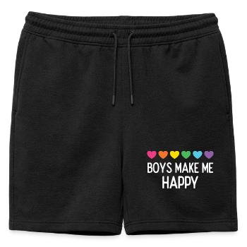 Pride Month LGBTQ - Boys Make Me Happy - Mens' Premium Organic Sweatshorts - black - Front - AI Model Male 178 light (178cm)