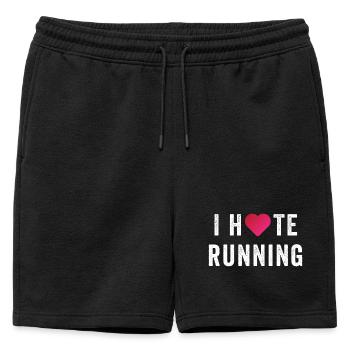 Ich liebe/hasse Laufen - Männer Premium Organic Sweatshorts - Schwarz - Vorne - AI Model Male 178 light (178cm)