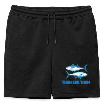 fishing, fisherman, fishing fan - Mens' Premium Organic Sweatshorts - black - Front - AI Model Male 178 light (178cm)