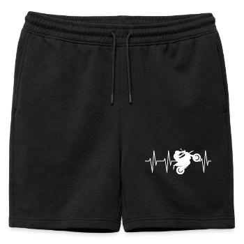 Motorcycle Biker Symbol Wheelie icon Egk Heartbeat - Mens' Premium Organic Sweatshorts - black - Front - AI Model Male 178 light (178cm)