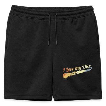 I love my uke - Mens' Premium Organic Sweatshorts - black - Front - AI Model Male 178 light (178cm)