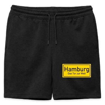 Panneau de nom de lieu de Hambourg Allemagne - Short de survêtement homme premium - noir - Devant - AI Model Male 178 light (178cm)