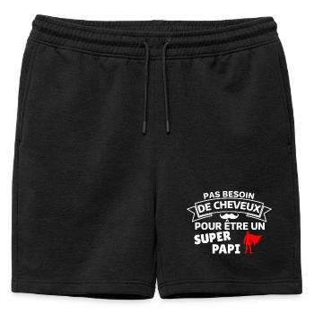 Humour capillaire super héros paternité - Short de survêtement homme premium - noir - Devant - AI Model Male 178 light (178cm)