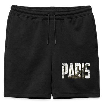 Paris en Lettres avec Tour Eiffel - Short de survêtement homme premium - noir - Devant - AI Model Male 178 light (178cm)