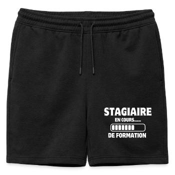 stagiaire, formation, apprenti - Short de survêtement homme premium - noir - Devant - AI Model Male 178 light (178cm)