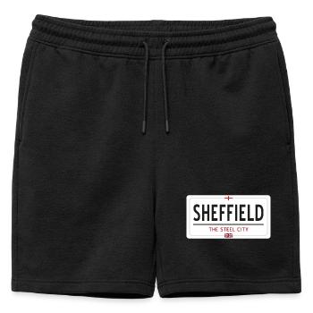 Panneau de la ville de Sheffield - Short de survêtement homme premium - noir - Devant - AI Model Male 178 light (178cm)