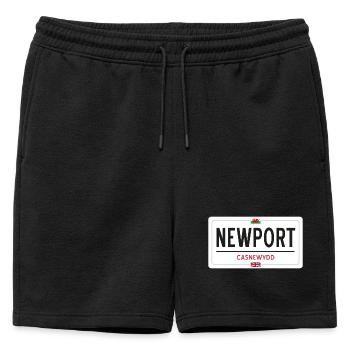 Newport town sign - Mens' Premium Organic Sweatshorts - black - Front - AI Model Male 178 light (178cm)