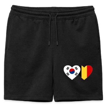 Corée du Sud Belgique Drapeau Coeur - Short de survêtement homme premium - noir - Devant - AI Model Male 178 light (178cm)