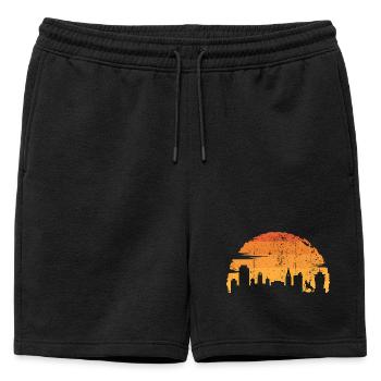 Sunset Skyline Rider - Mens' Premium Organic Sweatshorts - black - Front - AI Model Male 178 light (178cm)