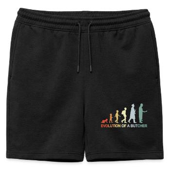 Évolution du boucher vintage - Short de survêtement homme premium - noir - Devant - AI Model Male 178 light (178cm)