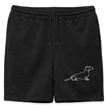Elegant Dachshund Line Drawing - Mens' Premium Organic Sweatshorts - black - Front - AI Model Male 178 light (178cm)