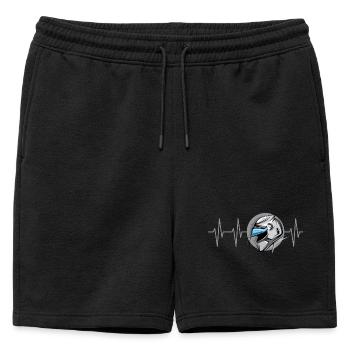 Motorcycle Racing Heartbeat Symbol Motorsport Pulse - Mens' Premium Organic Sweatshorts - black - Front - AI Model Male 178 light (178cm)