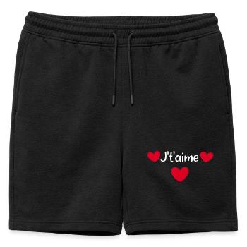 Saint-Valentin cœur rouge, st.valentin - Short de survêtement homme premium - noir - Devant - AI Model Male 178 light (178cm)