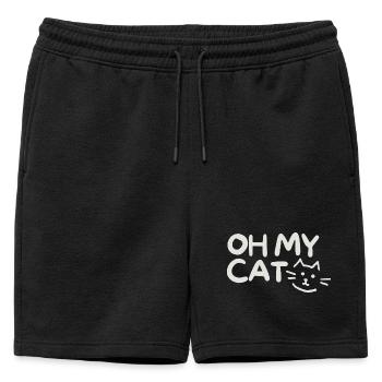 Blague humoristique sur le chat avec un style écrit à la main - Short de survêtement homme premium - noir - Devant - AI Model Male 178 light (178cm)