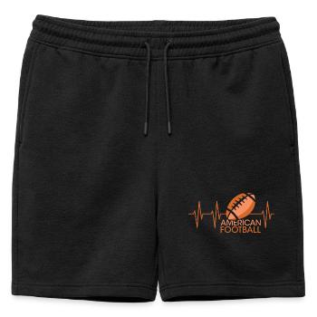 Icône graphique de balle de battement de cœur de football américain pulse - Short de survêtement homme premium - noir - Devant - AI Model Male 178 light (178cm)