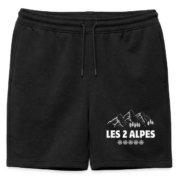 ski, station de ski, les 2 Alpes - Short de survêtement homme premium - noir - Devant - AI Model Male 178 light (178cm)