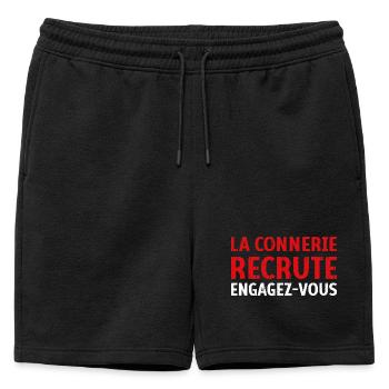 La connerie recrute engagez-vous Humour Citation - Short de survêtement homme premium - noir - Devant - AI Model Male 178 light (178cm)