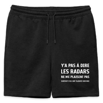 Logo Les radars ont flashés sur moi humour - Short de survêtement homme premium - noir - Devant - AI Model Male 178 light (178cm)