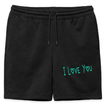 VALENTINE'S DAY. Bachelorette party. I LOVE YOU. I LOVE YOU. LOVE - Mens' Premium Organic Sweatshorts - black - Front - AI Model Male 178 light (178cm)