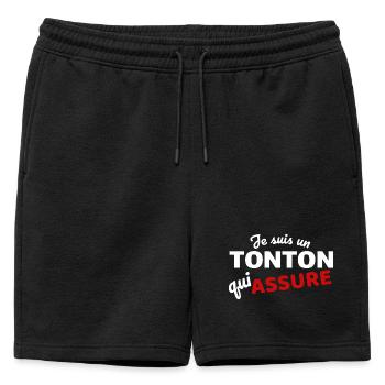 I'm an uncle who makes sure - Mens' Premium Organic Sweatshorts - black - Front - AI Model Male 178 light (178cm)