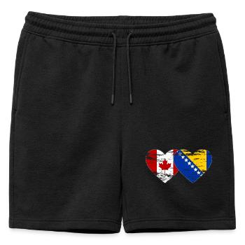 Canada Bosnie drapeau coeur utilisé - Short de survêtement homme premium - noir - Devant - AI Model Male 178 light (178cm)