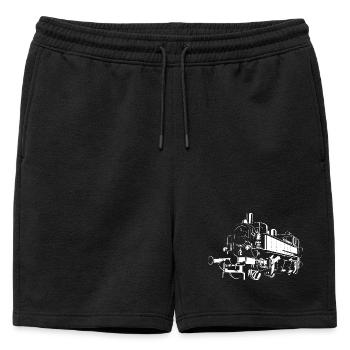 Rétro locomotive Saxon chemin de fer illustration train - Short de survêtement homme premium - noir - Devant - AI Model Male 178 light (178cm)