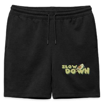 Slow Down Relax Avocado Retro Positive - Mens' Premium Organic Sweatshorts - black - Front - AI Model Male 178 light (178cm)