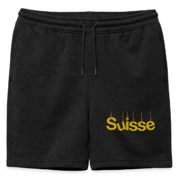 SUISSE. PAYS. GENEVE. SUISSE. HUMOUR. PAYS. DRAPEA - Short de survêtement homme premium - noir - Devant - AI Model Male 178 light (178cm)