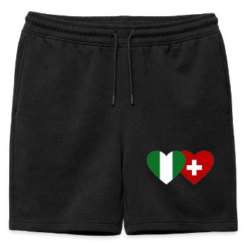 Nigeria Suisse Drapeau Coeur - Short de survêtement homme premium - noir - Devant - AI Model Male 178 light (178cm)