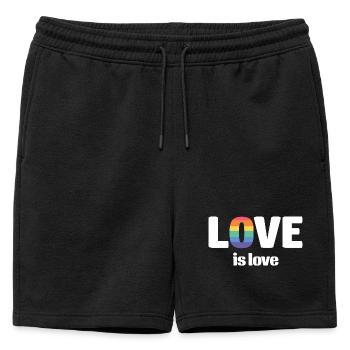LGBT Pride Month - Love is Love - Mens' Premium Organic Sweatshorts - black - Front - AI Model Male 178 light (178cm)