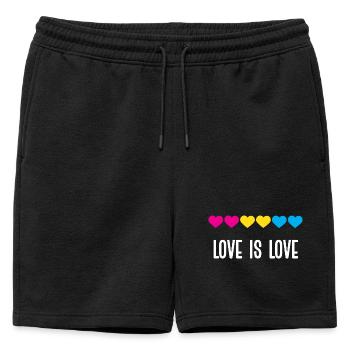 LGBT Pride Month - Love is Love (Pansexual) - Mens' Premium Organic Sweatshorts - black - Front - AI Model Male 178 light (178cm)