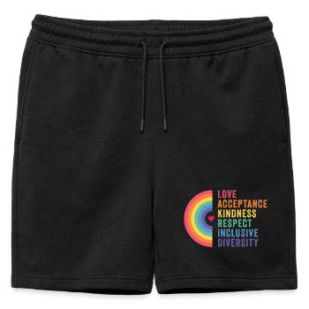 Mois de la fierté LGBT - Amour. Acceptation. Bonté - Short de survêtement homme premium - noir - Devant - AI Model Male 178 light (178cm)