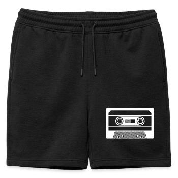 cassette retro music sound carrier vintage symbol - Mens' Premium Organic Sweatshorts - black - Front - AI Model Male 178 light (178cm)