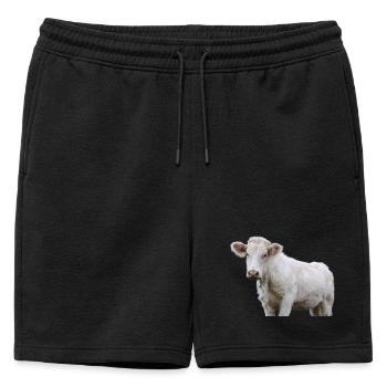 Cow - Mens' Premium Organic Sweatshorts - black - Front - AI Model Male 178 light (178cm)