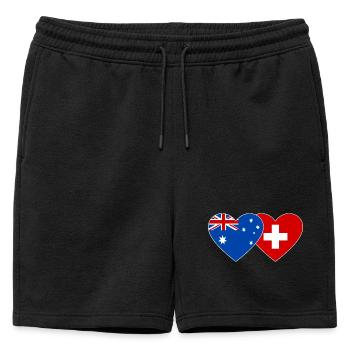 Australie Suisse Drapeau Coeur Drapeau - Short de survêtement homme premium - noir - Devant - AI Model Male 178 light (178cm)