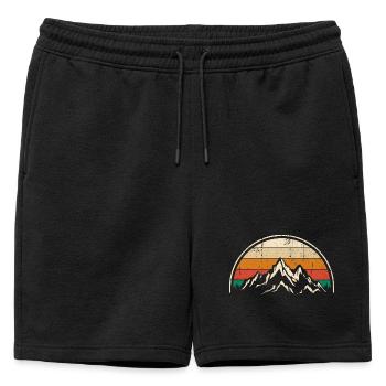 Crimson Peaks Retro Sonnenuntergang - Männer Premium Organic Sweatshorts - Schwarz - Vorne - AI Model Male 178 light (178cm)