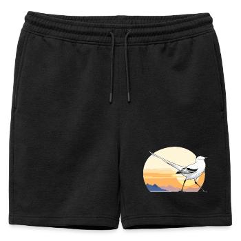 Oiseau au lever du soleil - Short de survêtement homme premium - noir - Devant - AI Model Male 178 light (178cm)