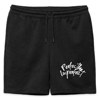 Lettrage parfaitement imparfait - Short de survêtement homme premium - noir - Devant - AI Model Male 178 light (178cm)