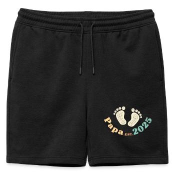 Papa Est 2025 Retro Ich werde Vater - Männer Premium Organic Sweatshorts - Schwarz - Vorne - AI Model Male 178 light (178cm)