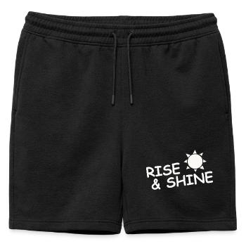RISE & SHINE - Männer Premium Organic Sweatshorts - Schwarz - Vorne - AI Model Male 178 light (178cm)