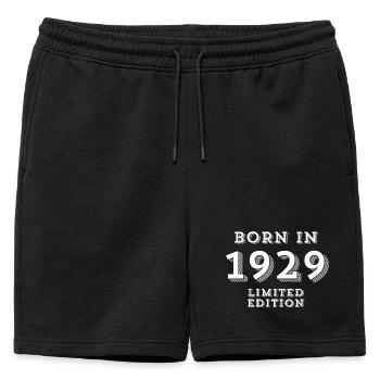 1929, 95ans, année de naissance, date de naissance - Short de survêtement homme premium - noir - Devant - AI Model Male 178 light (178cm)
